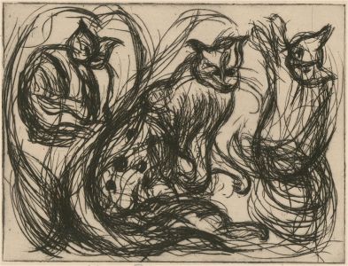 Annelise Firth (b.1961) - Contemporary Etching, The Family of Cats