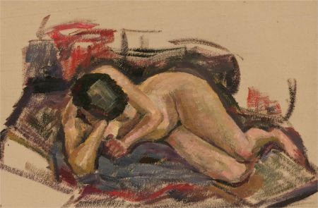 20th Century Oil - Resting Nude Figure