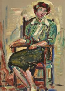 Impressionist 20th Century Oil - Seated Figure in Green