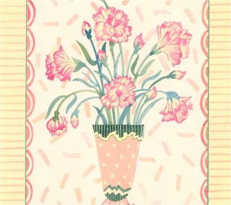 20th Century Gouache - Carnations in a Spotty Vase II