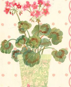 20th Century Gouache - Pink Geraniums I
