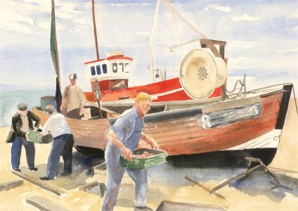 Gordon Metcalfe (b.1935) - 20th Century Watercolour, Unloading The Catch