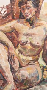 Impressionist 20th Century Oil - Vibrant Study of a Nude Figure