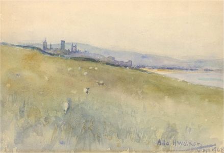 Ada Hill Walker (1879-1955) - 1908 Watercolour, Coastal Meadow