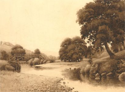 Early 20th Century Watercolour - Sepia River