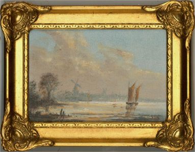 S.W Corton - Signed Early 20th Century Oil, Boats at Sunset