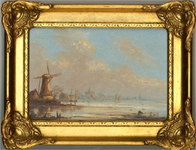 S.W Corton - Signed Early 20th Century Oil, Boats at Sunset