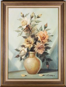 V. Majorana - 20th Century Oil, Flowers in a Vase