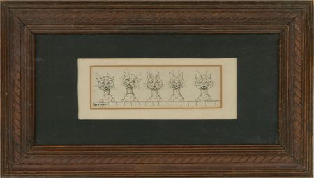 Louis Wain - 20th Century Lithograph, Menacing Kitties