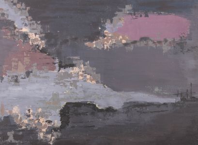 20th Century Oil - Abstract in Grey and Purple
