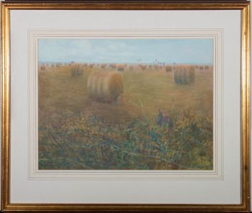 Dominie Young - 1987 Egg Tempera, Morning Bales
