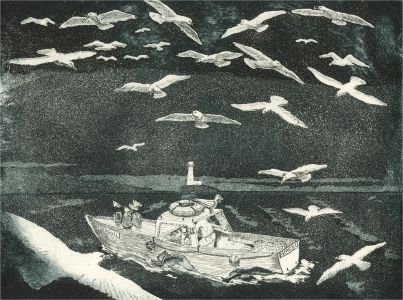 Terry Buchanan (b.1938) - 1998 Etching, Seagull Squall II