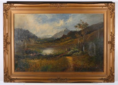 J. Wallace - Early 20th Century Oil, Fishing in the Highlands