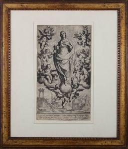 Raffaello Schiaminossi After Castello - 1603 Etching, The Virgin in Glory