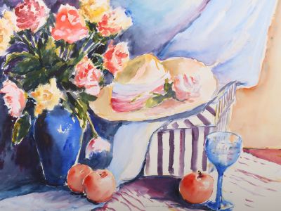 Constance Shaw - Contemporary Watercolour, Summer Flowers & Sun Hat