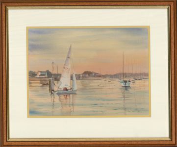 Sally Hamilton - Signed Mid 20th Century Watercolour, Sailing at Sunset