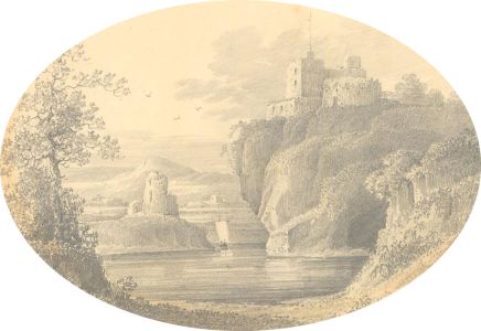 Late 19th Century Graphite Drawing - Castle on the Hill