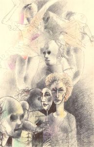 John Ivor Stewart PPPS (1936-2018) - Pen and Ink Drawing, Faceless Figures