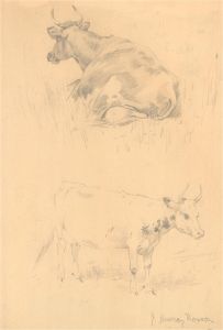 John Murray Thompson (1885-1974) - Signed Graphite Drawing, Study of Cows