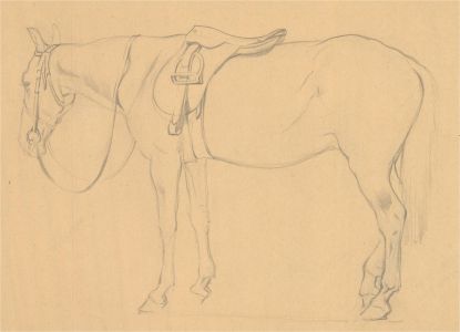 John Murray Thompson (1885-1974) - 20th Century Graphite Drawing, Saddled Up