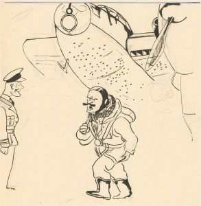 Mid 20th Century Pen and Ink Drawing - The Pilot