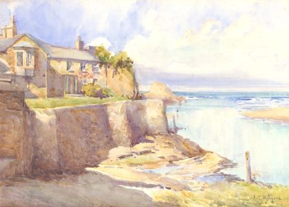 J. C. Hulford - 1923 Watercolour, Coastal Cottage
