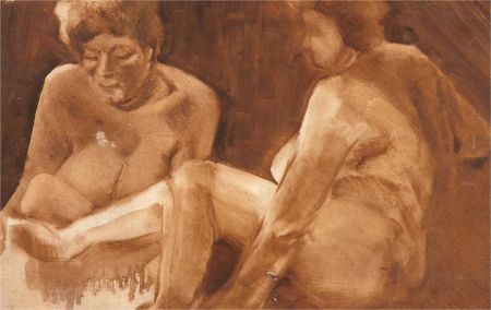 Mid 20th Century Oil - Two Nudes