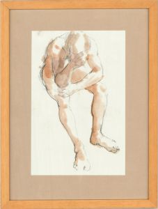 Diane Magee - 1985 Graphite Drawing, Despairing Nude