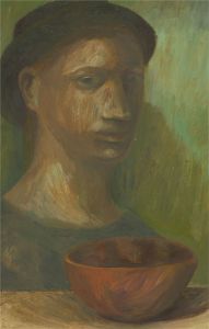 20th Century Oil - Woman With Bowl