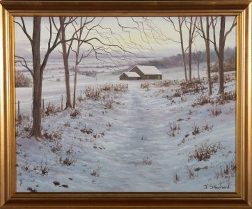 Jonathan Shepherd - Contemporary Oil, Winter Landscape View with Cottage