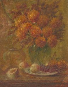 Leon T Gems - Signed Early 20th Century Oil, Still Life of Vase and Flowers