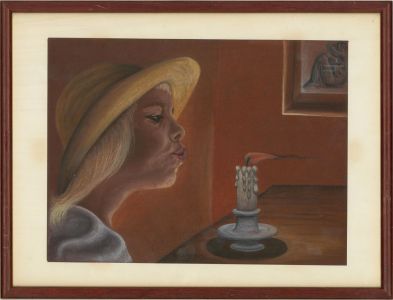 M. Delcroix - Mid 20th Century Pastel, Blowing Out the Candle