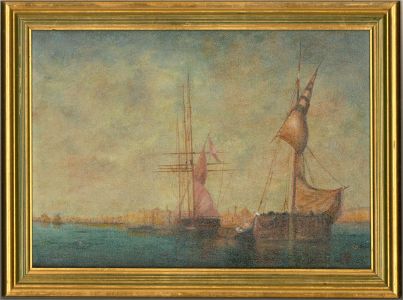 Wills - 20th Century Oil, Boats in Venice