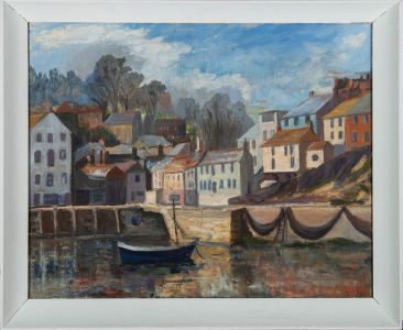 Mid 20th Century Oil - Sunny Harbour Town