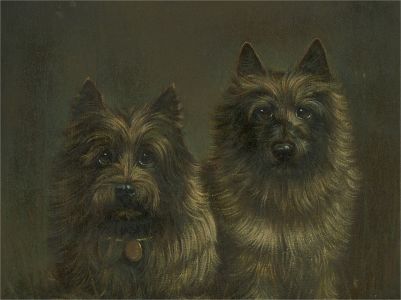 20th Century Oil - Two Scruffy Terriers
