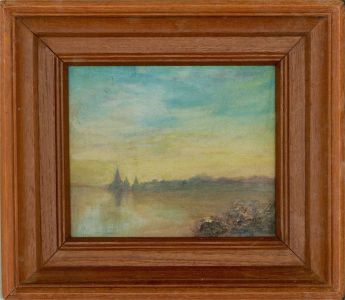 Maung Shuie - 1989 Oil, Sunset over the Water