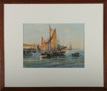 A.D. Bell - Framed 1946 Watercolour, Fishing Trawlers