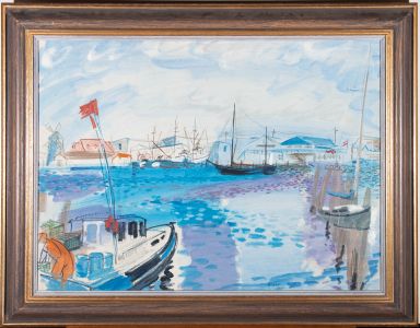 Peter Harvey (b.1933) - 1991 Oil, Harbour Scene, Galilee