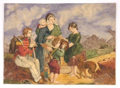 E. Lee - Late 19th Century Watercolour, The Family Rests
