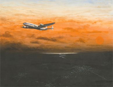 Digby Harris - Signed Mid 20th Century Oil, Plane at Sunset