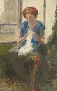 Mid 20th Century Oil - The Woman on the Stool