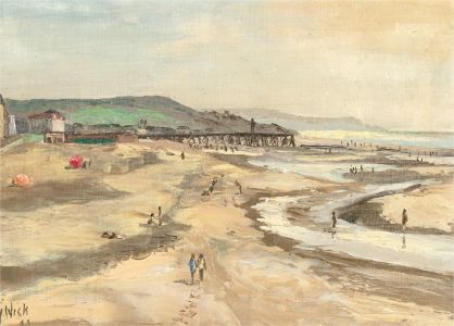 P. Wick - Impressionist 1966 Oil, Beach Scene