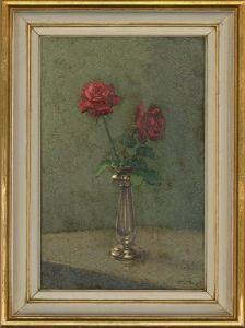 Mid 20th Century Oil - Two Roses