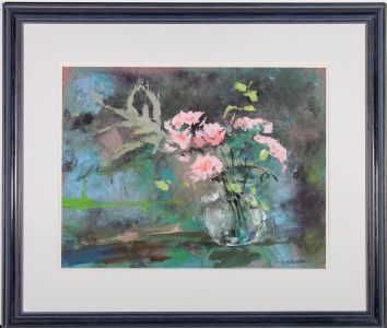 John Scarland (b.1947) - 20th Century Gouache, Expressive Pink Flowers