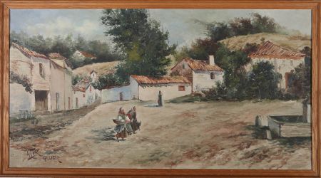 Atir - 1913 Oil, A Street in Galicia