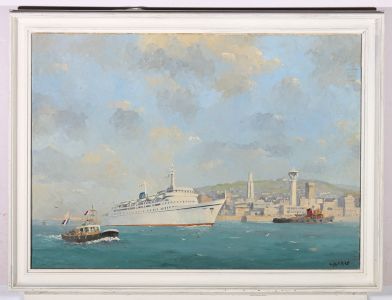 Hugh E. Ridge (1899-1976)  - 20th Century Oil, Brittany Ferry