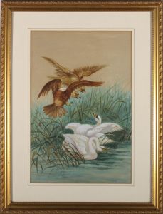 S. B - Turn of the Century Watercolour, The Attack