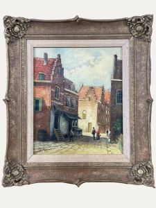 I. Stock - Early 20th Century Oil, Flemish Side Street
