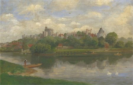 Early 20th Century Oil - Windsor Castle from the River