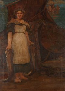Late 19th Century Oil - Fisherwoman